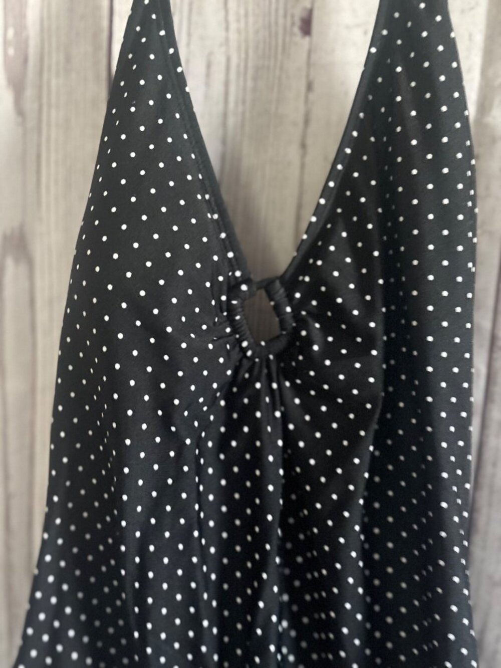 Speedo Black/White Polka Dot One Piece Swimsuit Over The Shoulder Strap Plus Siz - Picture 5 of 8